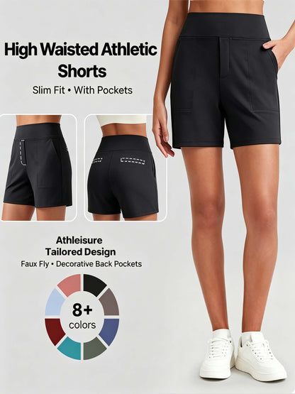 🌺Summer Hot Sale 60% OFF🏃‍♀️Women’s High-Waist Athletic Shorts – Running & Yoga Summer Shorts with Pockets