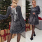 💖LAST DAY SALE 60% OFF✨Long Sleeve Loose Sequined Tie-back Dress