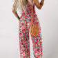 🌸Last Day Sale 60% OFF📣Womens Overalls Casual Floral Print Sleeveless Jumpsuit with Pockets