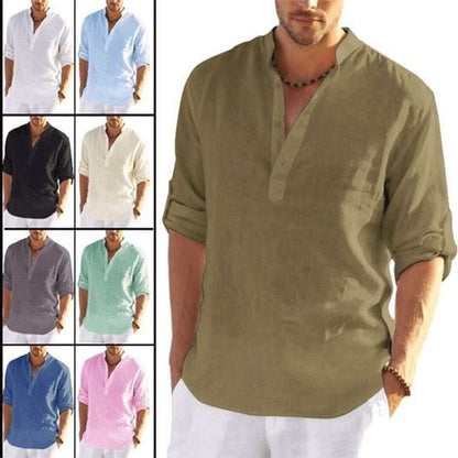 🔥2025 Hot Sale 49% OFF🔥Men's Cotton Linen Shirt Long Sleeve