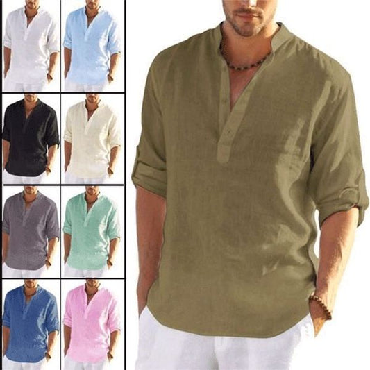 🔥2025 Hot Sale 49% OFF🔥Men's Cotton Linen Shirt Long Sleeve