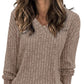 🍁Autumn Hot Sale 50% OFF🔥Women's V Neck Long Sleeve Solid Sweater