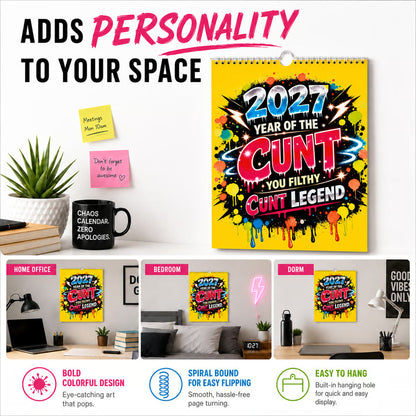 💥Early Bird Sale — 49% OFF🎁2027 Year of the Cunt Wall Calendar – Bold Graffiti Humor Calendar📆🌟
