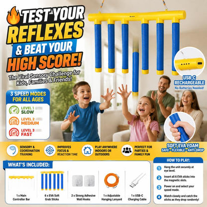 🥇🔔Christmas Sale 70% OFF!!🎁Reflective Drop Stick Game Set ✨Hand Eye Coordination Reaction Training Game for Kids & Adults Portable Indoor Outdoor Family Activity📍