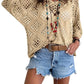 🥰Summer Sale 60% OFF❤️Womens Bohemian-Inspired Beige Crochet Top With V-Neck🏖️