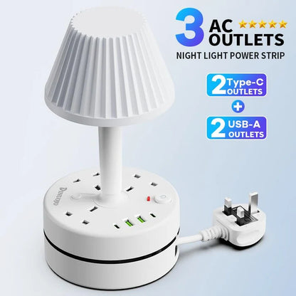 🎁🔥Last Day Sale 60% OFF💡 Bedside Lamp with AC Outlets and USB Ports