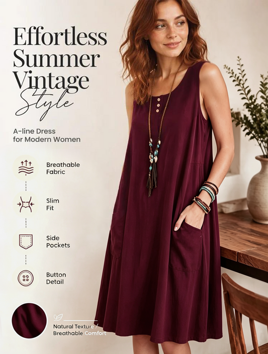 🩷Hot Sale-60% OFF🌿Cotton And Linen Sleeveless Loose Dress with Pockets