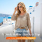 🥰Summer Sale 60% OFF❤️Womens Bohemian-Inspired Beige Crochet Top With V-Neck🏖️