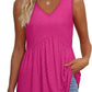 🌞HOT SALE 60% OFF👚Women's Print Flowy Sleeveless V Neck Peplum Tank Tops