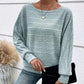 🎉This week's Special Sales - 50% OFF✨Solid Round-Neck Striped Top with Long Sleeves