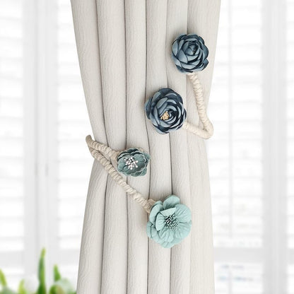 🌸🌸Simple fresh flowers creative decorative gauze curtain organizer with curtain buckle clip