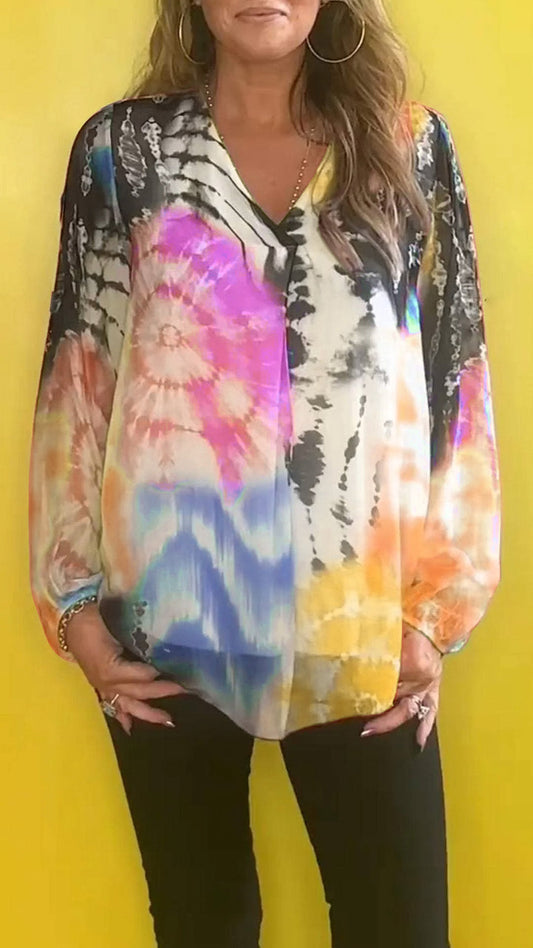 💗Hot Sale-60% OFF🔥Women's Round Neck Tie-dye Loose Top