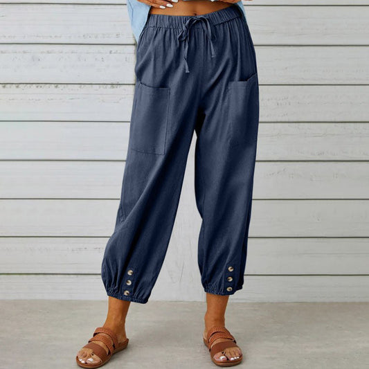 🏆 Hot Sale - 60% OFF ✨Women's Summer Cotton Linen Trousers Nine Minute Trousers🍃