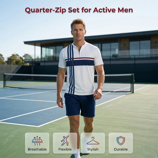 👕Summer Hot Sale 60% OFF⭐Men's Quarter-Zip Shirt & Shorts Set