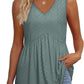 🌞HOT SALE 60% OFF👚Women's Print Flowy Sleeveless V Neck Peplum Tank Tops