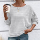 🎉This week's Special Sales - 50% OFF✨Solid Round-Neck Striped Top with Long Sleeves