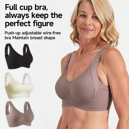 🎁Buy 1 Get 3 Packs💕Women's Ribbed Push Up Adjustable Wireless Bra