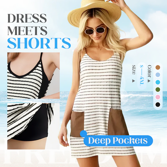 🔥LAST DAY SALE: ONLY ￡13.99!!👗60% OFF! Women's Sleeveless Summer Dress with Shorts – 2-in-1 effortless style! 🌞🌸