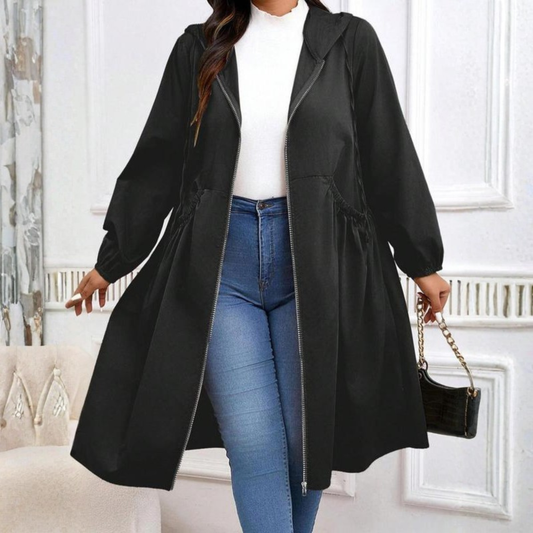 💖HOT SALE 50% OFF🧥Casual Plus Size Drawstring Zip-Up Long Sleeve Hooded Coat