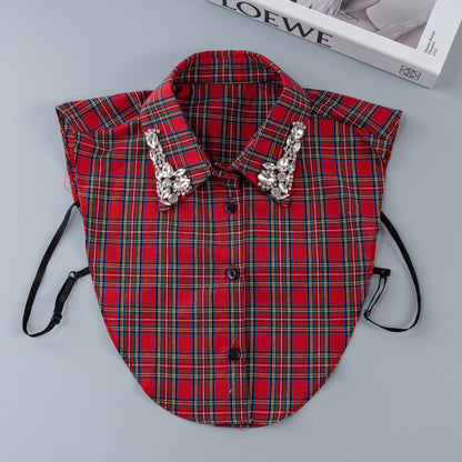 🎄 ✨Christmas Plaid Rhinestone Detachable Collar-- No More Ugly Sweaters!