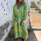 🌸Spring Specials 50% Off Free Shipping🌸Women's Bohemian V-Neck Abstract Printed Maxi Dress
