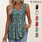 🌞HOT SALE 60% OFF👚Women's Print Flowy Sleeveless V Neck Peplum Tank Tops
