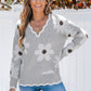 💃LAST DAY 50% OFF✨🍂Women's Floral Pattern Scallop Trim Sweater