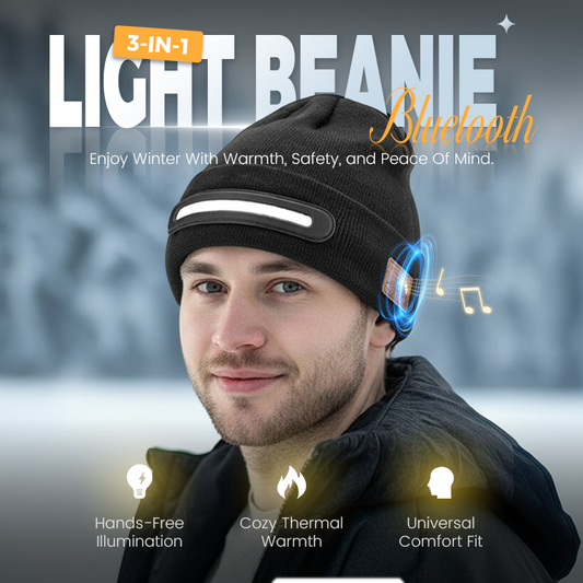 🎄Christmas Hot Sale 50% OFF🎅Rechargeable Bluetooth Beanie Hat with Light