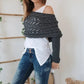 🧣 Women’s Knitted Cut-Out Shawl Poncho Wrap