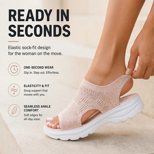 ⏳LAST DAY SALE 60% OFF!🔥🔥Women's Breathable Knit Platform Sandals