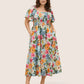 ⏰Summer Hot Sale 70% OFF💃Floral Smocked Square Neck Midi Dress with Pockets