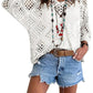 🥰Summer Sale 60% OFF❤️Womens Bohemian-Inspired Beige Crochet Top With V-Neck🏖️