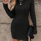 💃Last Day 50% OFF❄️🖤Women's Winter Plain Round Neck Cable Knit Bodycon Sweater Dress