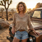 🥰Summer Sale 60% OFF❤️Womens Bohemian-Inspired Beige Crochet Top With V-Neck🏖️