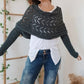 🧣 Women’s Knitted Cut-Out Shawl Poncho Wrap