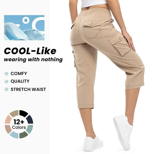 ⏳Limited-time Sale: ONLY ￡13.99!! ✨Womens Lightweight Capris Daily&Travel Quick Dry Cargo Pants with 6 Pockets 👖🌿