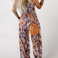 🌸Last Day Sale 60% OFF📣Womens Overalls Casual Floral Print Sleeveless Jumpsuit with Pockets