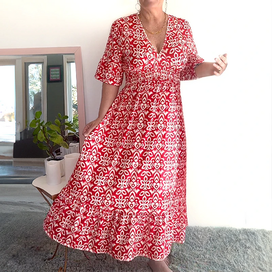 ❤️‍🔥2026 Big Sale 60% OFF⚡50K+ SOLD!🌷Bohemian Casual Print V-neck Waist Wrap Long Dress