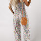 🌸Last Day Sale 60% OFF📣Womens Overalls Casual Floral Print Sleeveless Jumpsuit with Pockets