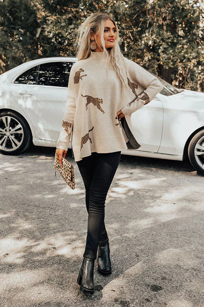 Retro Leopard Print Long Sleeve Top