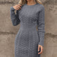 💃Last Day 50% OFF❄️🖤Women's Winter Plain Round Neck Cable Knit Bodycon Sweater Dress