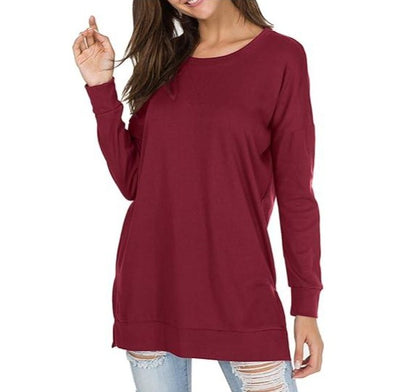 🍂Autumn Hot Sale 50% OFF🔥Women's Long Sleeve Side Slit Loose Tops (Buy 2 Free Shipping)
