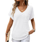 ⏰Hot Sale 65% OFF🎉Women's Waffle V Neck Short Sleeve Casual Top