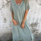 💥2025 Hot Sale 49% OFF💕Women's Loose V-neck Cotton Linen Dress
