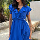 🩷Summer Hot Sale 49% OFF☀️Women's Elegant Waist Tie V-Neck Ruffle Dress