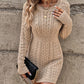 💃Last Day 50% OFF❄️🖤Women's Winter Plain Round Neck Cable Knit Bodycon Sweater Dress