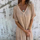💥2025 Hot Sale 49% OFF💕Women's Loose V-neck Cotton Linen Dress