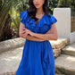 🩷Summer Hot Sale 49% OFF☀️Women's Elegant Waist Tie V-Neck Ruffle Dress