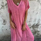 💥2025 Hot Sale 49% OFF💕Women's Loose V-neck Cotton Linen Dress