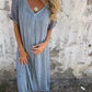 💥2025 Hot Sale 49% OFF💕Women's Loose V-neck Cotton Linen Dress